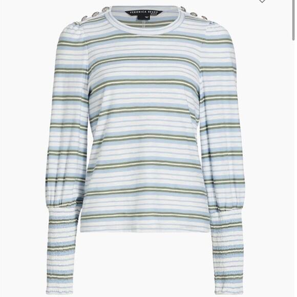 Veronica Beard Mason Longsleeve Stripe Baseball Tee Sz Medium *Flaw* - Picture 2 of 9